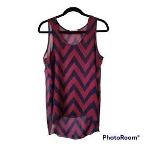 VIVACE Women's Sheer Blouse Stripped Print Tank Size Medium